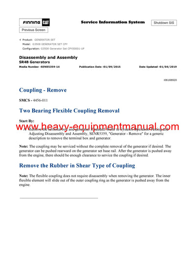 Download Caterpillar G3508 GENERATOR SET Service Repair Manual CPY