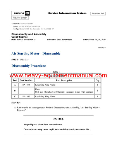 DOWNLOAD CATERPILLAR G3508 GENERATOR SET SERVICE REPAIR MANUAL E8A