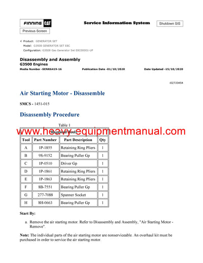 DOWNLOAD CATERPILLAR G3508 GENERATOR SET SERVICE REPAIR MANUAL E8C