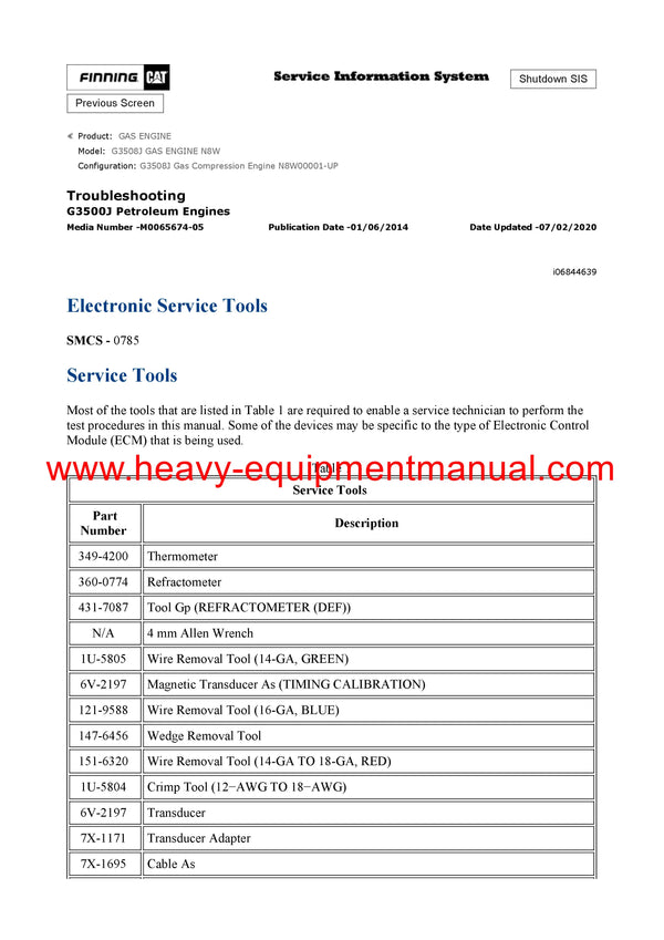 DOWNLOAD CATERPILLAR G3508J GAS ENGINE SERVICE REPAIR MANUAL N8W