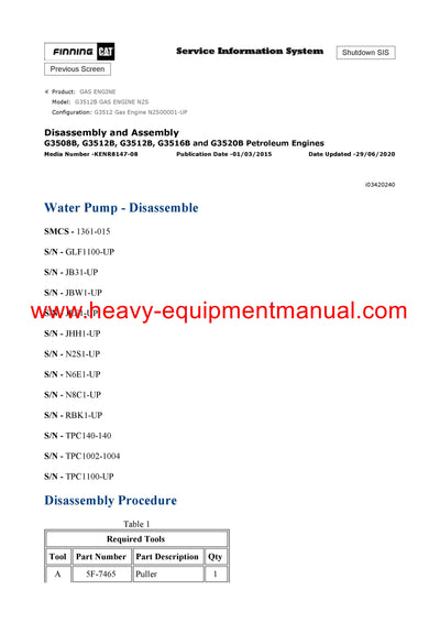 DOWNLOAD CATERPILLAR G3512B GAS ENGINE SERVICE REPAIR MANUAL N2S