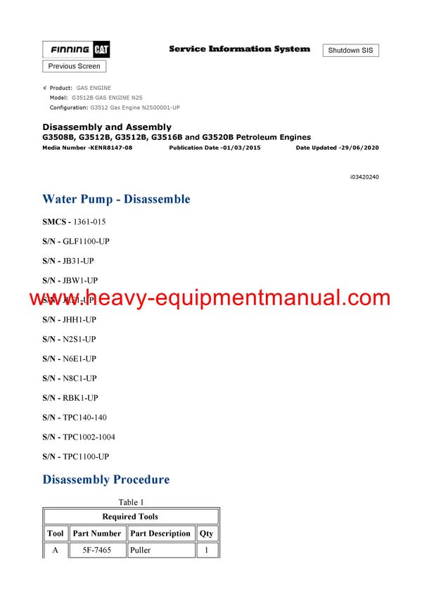DOWNLOAD CATERPILLAR G3512B GAS ENGINE SERVICE REPAIR MANUAL N2S