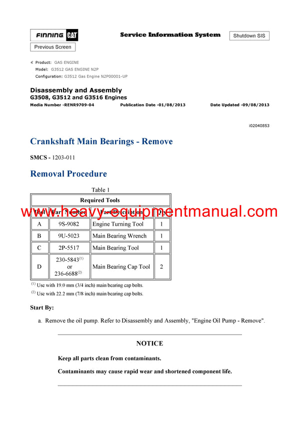 DOWNLOAD CATERPILLAR G3512 GAS ENGINE SERVICE REPAIR MANUAL N2P