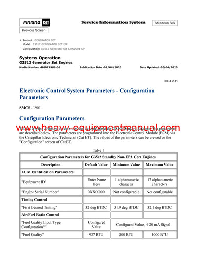 DOWNLOAD CATERPILLAR G3512 GENERATOR SET SERVICE REPAIR MANUAL E2P