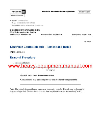 DOWNLOAD CATERPILLAR G3512 GENERATOR SET SERVICE REPAIR MANUAL E2S
