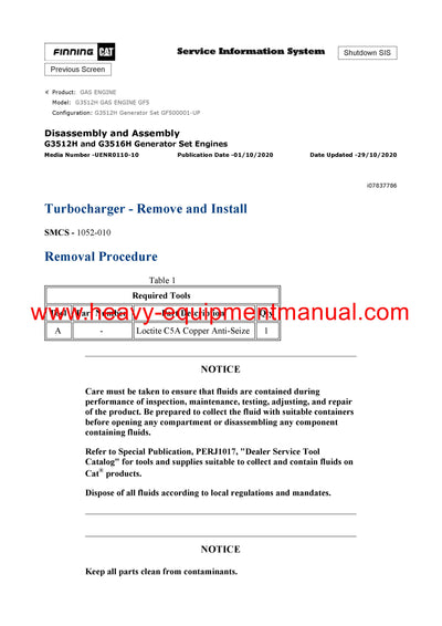 DOWNLOAD CATERPILLAR G3512H GAS ENGINE SERVICE REPAIR MANUAL GF5