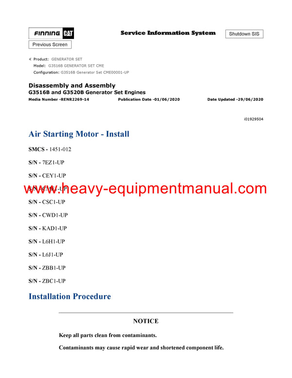 Download Caterpillar G3516B GENERATOR SET Service Repair Manual CME