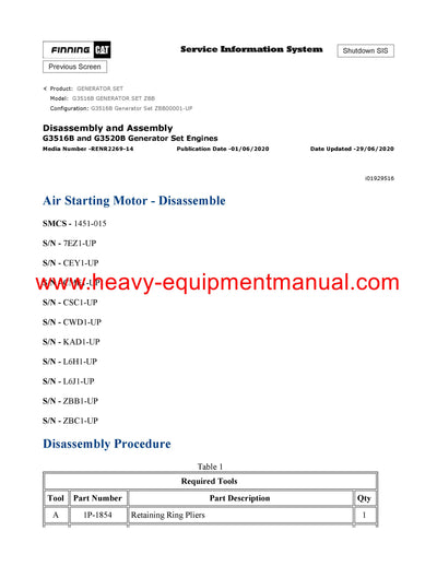 Download Caterpillar G3516B GENERATOR SET Service Repair Manual ZBB