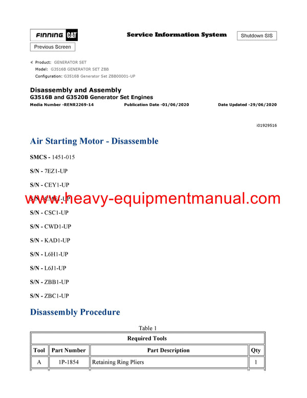 Download Caterpillar G3516B GENERATOR SET Service Repair Manual ZBB