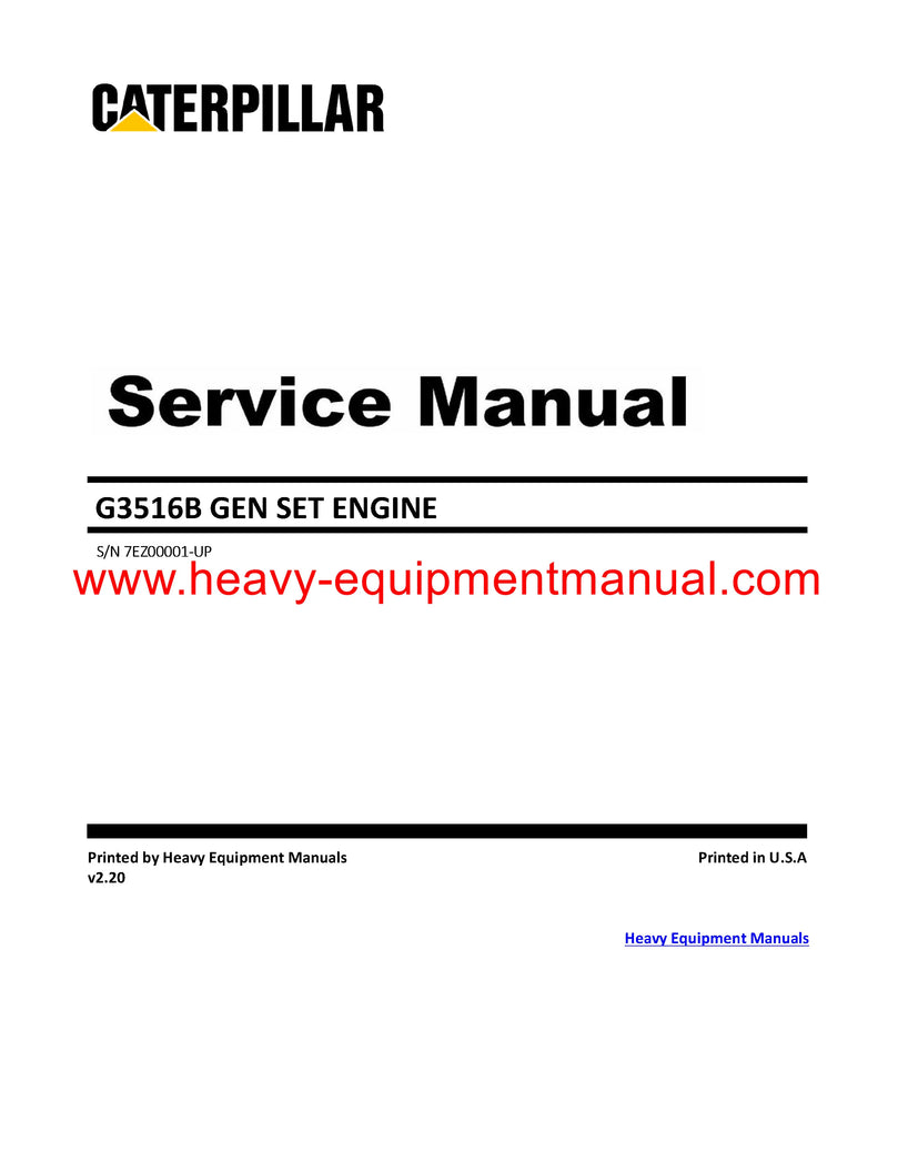 Download Caterpillar G3516B GEN SET ENGINE Service Repair Manual 7EZ