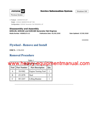 DOWNLOAD CATERPILLAR G3516C GENERATOR SET SERVICE REPAIR MANUAL F6D