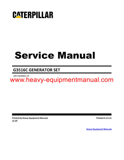 Download Caterpillar G3516C GENERATOR SET Service Repair Manual F6E
