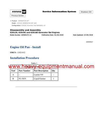 DOWNLOAD CATERPILLAR G3516C GENERATOR SET SERVICE REPAIR MANUAL N6R