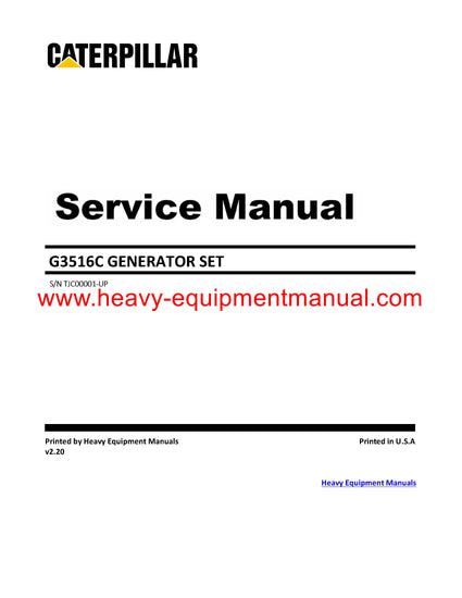 Download Caterpillar G3516C GENERATOR SET Service Repair Manual TJC