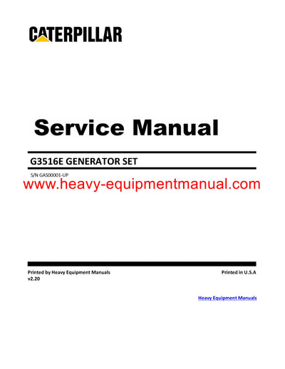 Download Caterpillar G3516E GENERATOR SET Service Repair Manual GAS