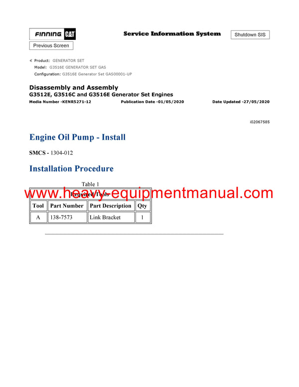 Download Caterpillar G3516E GENERATOR SET Service Repair Manual GAS