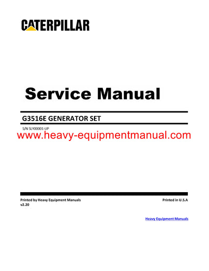 Download Caterpillar G3516E GENERATOR SET Service Repair Manual SLY