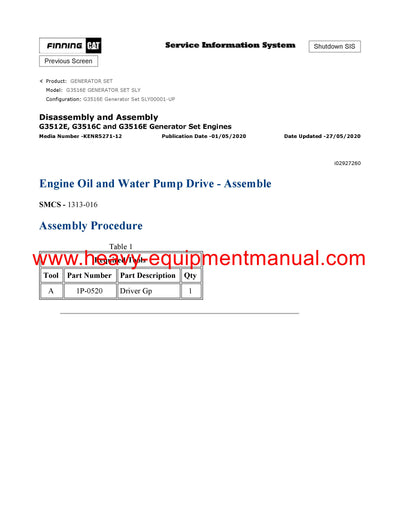 Download Caterpillar G3516E GENERATOR SET Service Repair Manual SLY