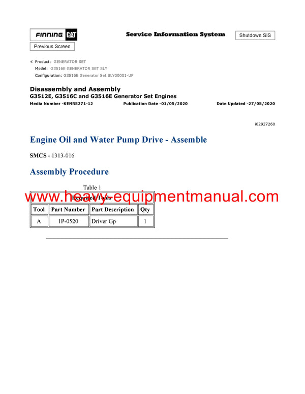 Download Caterpillar G3516E GENERATOR SET Service Repair Manual SLY