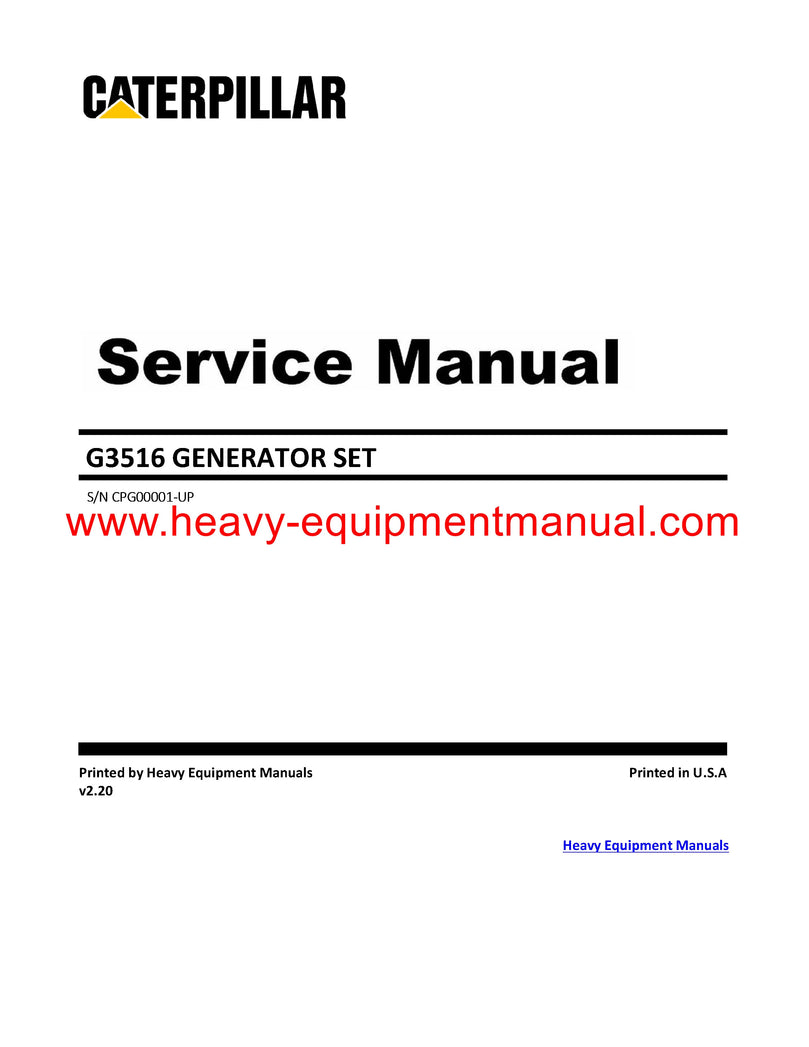 Download Caterpillar G3516 GENERATOR SET Service Repair Manual CPG