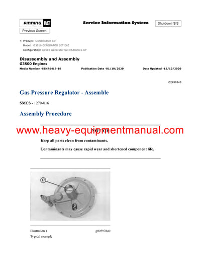 DOWNLOAD CATERPILLAR G3516 GENERATOR SET SERVICE REPAIR MANUAL E6Z