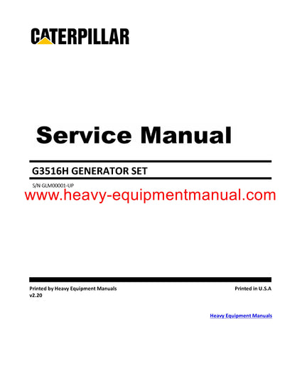 Download Caterpillar G3516H GENERATOR SET Service Repair Manual GLM