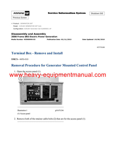 DOWNLOAD CATERPILLAR G3516H GENERATOR SET SERVICE REPAIR MANUAL GLN