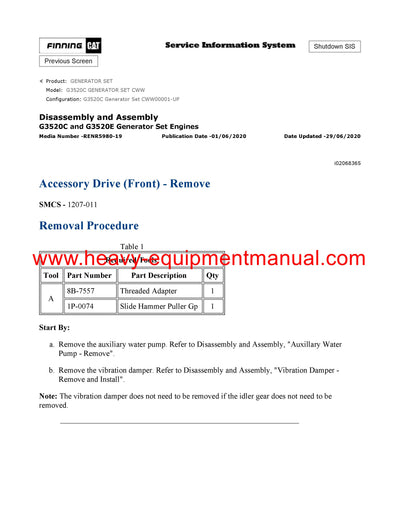 Download Caterpillar G3520C GENERATOR SET Service Repair Manual CWW