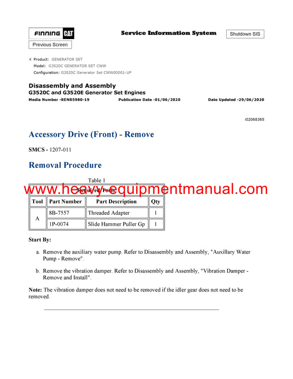 Download Caterpillar G3520C GENERATOR SET Service Repair Manual CWW
