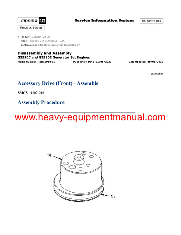 Download Caterpillar G3520C GENERATOR SET Service Repair Manual GZA