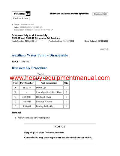 DOWNLOAD CATERPILLAR G3520C GENERATOR SET SERVICE REPAIR MANUAL GZL