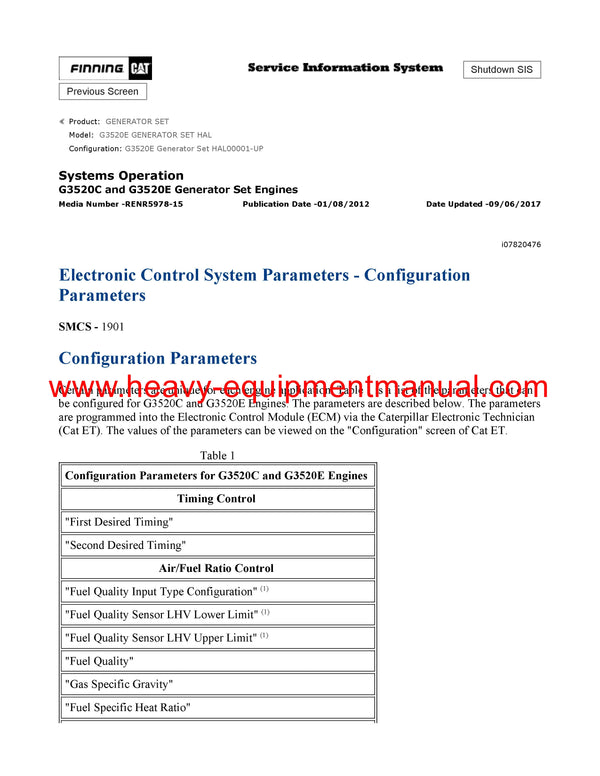 Download Caterpillar G3520E GENERATOR SET Service Repair Manual HAL