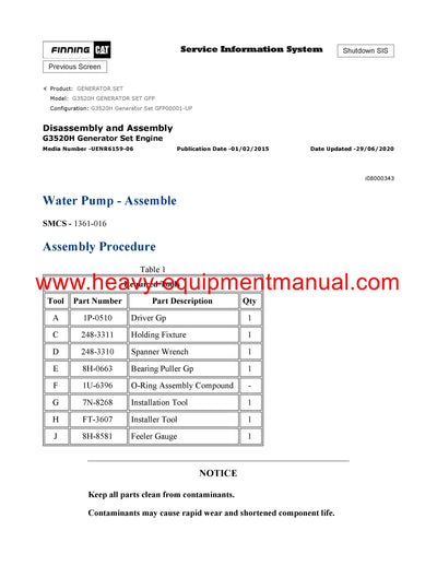 DOWNLOAD CATERPILLAR G3520H GENERATOR SET SERVICE REPAIR MANUAL GFP