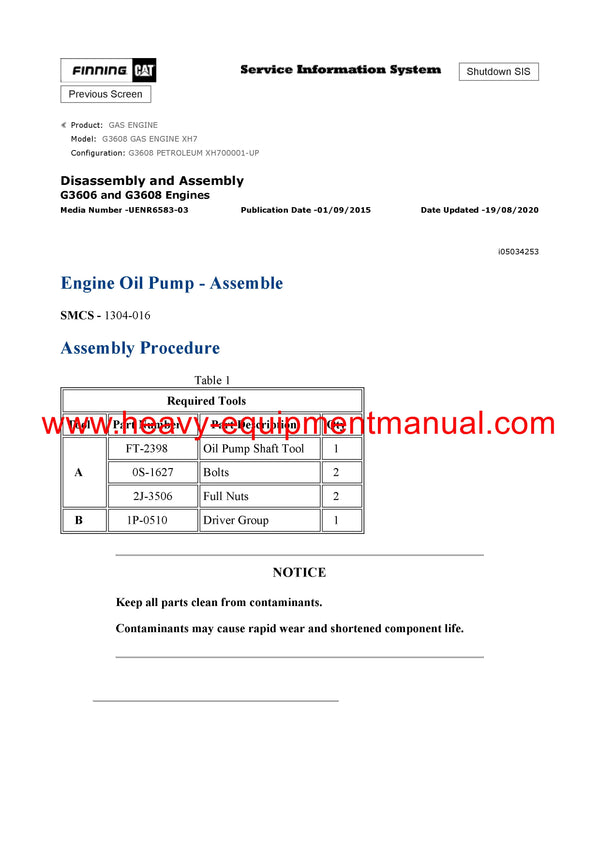 DOWNLOAD CATERPILLAR G3608 GAS ENGINE SERVICE REPAIR MANUAL XH7