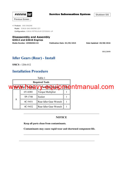 DOWNLOAD CATERPILLAR G3616 GAS ENGINE SERVICE REPAIR MANUAL ZZY