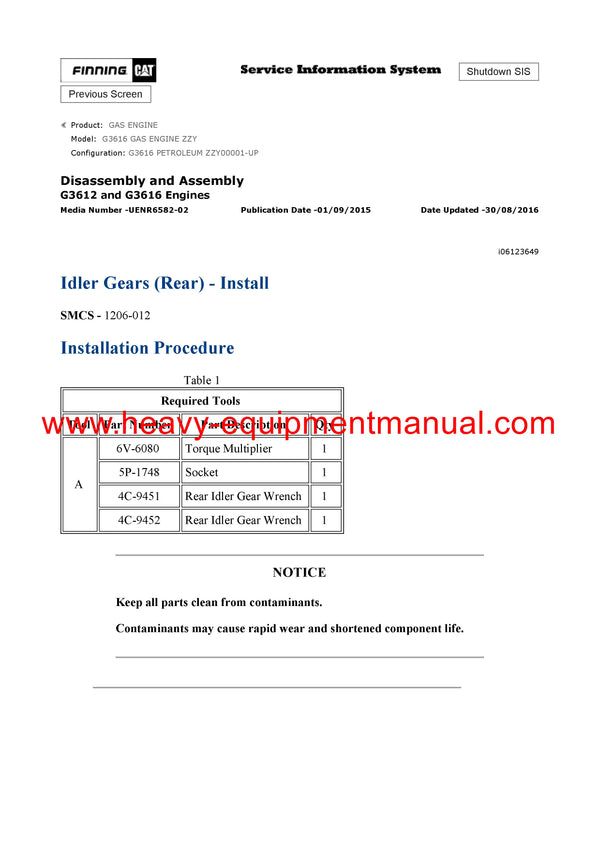 DOWNLOAD CATERPILLAR G3616 GAS ENGINE SERVICE REPAIR MANUAL ZZY