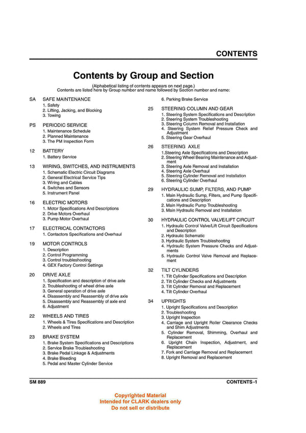 Clark GEX 40 45 50 (SM-889) Forklift Service Repair Manual - PDF Download