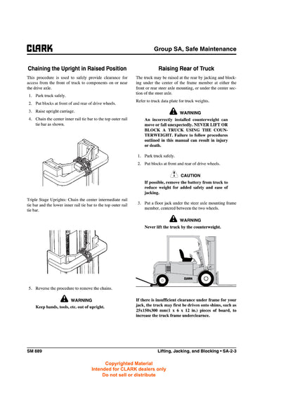 Clark GEX 40 45 50 (SM-889) Forklift Service Repair Manual - PDF Download