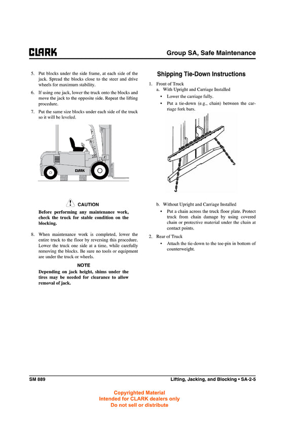 Clark GEX 40 45 50 (SM-889) Forklift Service Repair Manual - PDF Download