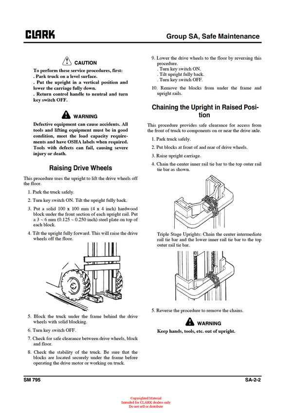 Clark GEX GTX 16 18 20S (SM-795) Forklift Service Repair Manual - PDF Download