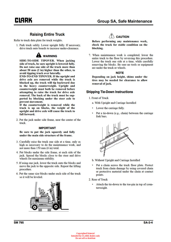 Clark GEX GTX 16 18 20S (SM-795) Forklift Service Repair Manual - PDF Download