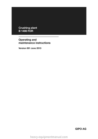 GIPO B 1490 FDR Crushing Plant Operating & Maintenance Manual PDF Download