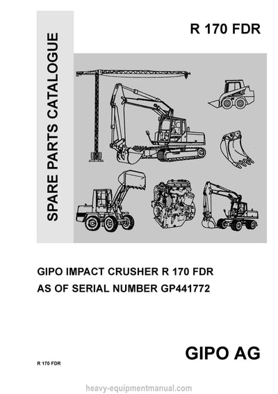 GIPO R 170 FDR Impact Crusher Parts Catalogue Manual PDF Download