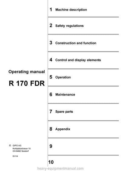 GIPO R 170 FDR Tracked Crunch Unit Operating and Service Manual PDF