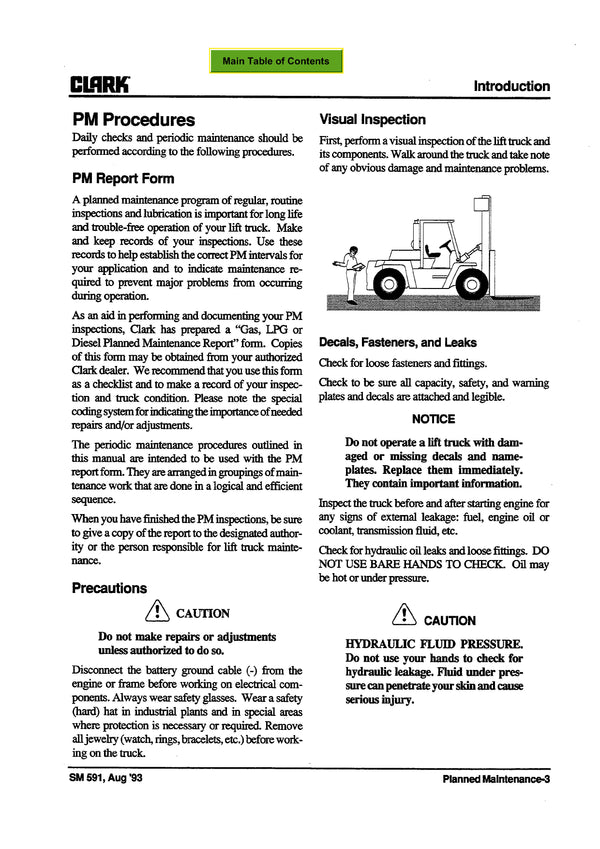 Clark GPH DPH 50 60 70 75 (SM-591) Forklift Service Repair Manual - PDF Download