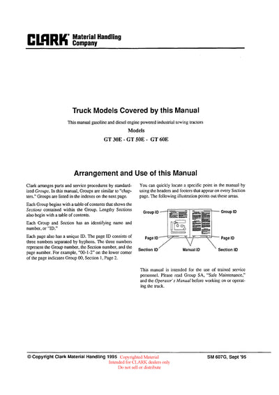 Clark GT 30 50 60E (SM-607G) Forklift Service Repair Manual - PDF Download