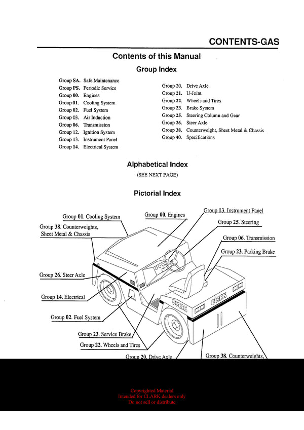 Clark GT 30 50 60E (SM-607G) Forklift Service Repair Manual - PDF Download