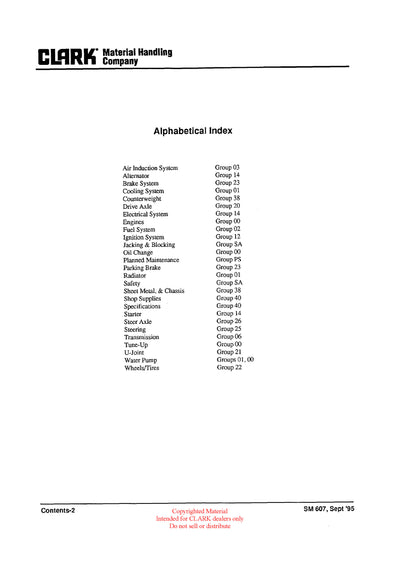 Clark GT 30 50 60E (SM-607G) Forklift Service Repair Manual - PDF Download