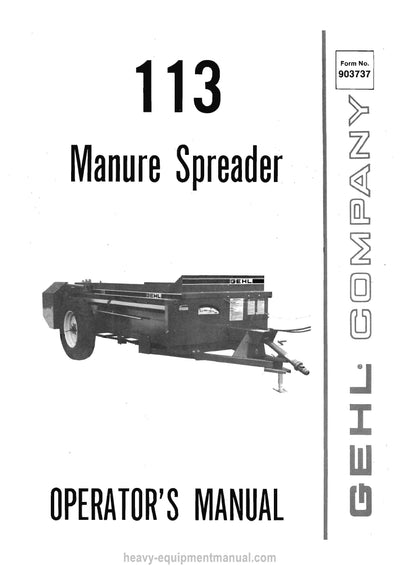 Gehl 113 Manure Spreader Operator Manual 903737A PDF Download
