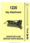Gehl 1220 Hay Attachement Operators Service Parts Manual 904335A 1989